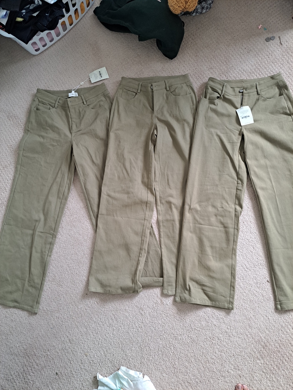 NEW 3 Available Olive Green Straight-Leg Pants Trio
